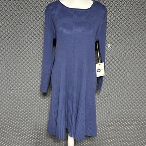 Devotion  By Cyrus Women's‎  NWT Pleated Blue Long sleeve Sweater Dress  XL $79